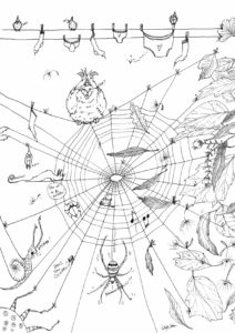 La forêt enchantier - coloriage - cadavre exquis - collectif - Mathilde Magnan